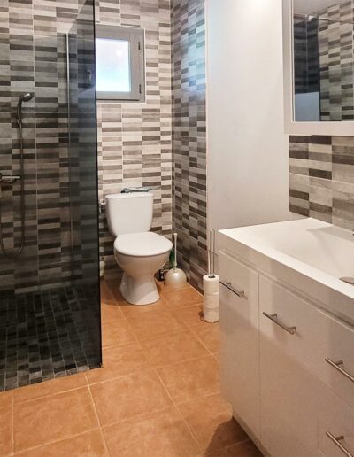 Douche, vasque et toilette